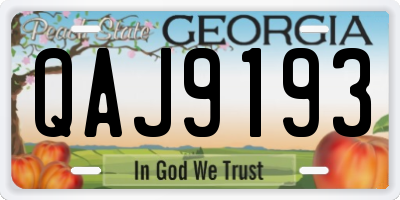 GA license plate QAJ9193