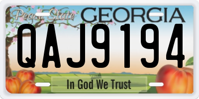 GA license plate QAJ9194