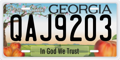 GA license plate QAJ9203