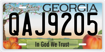 GA license plate QAJ9205