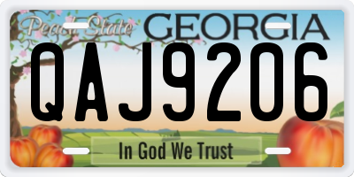 GA license plate QAJ9206