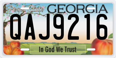 GA license plate QAJ9216