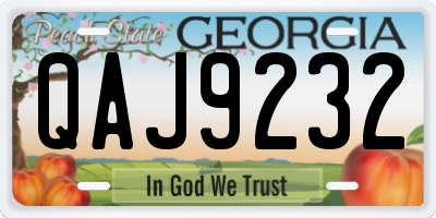 GA license plate QAJ9232