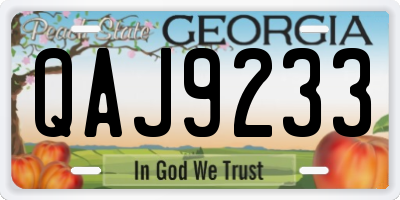 GA license plate QAJ9233