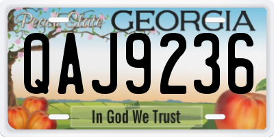 GA license plate QAJ9236