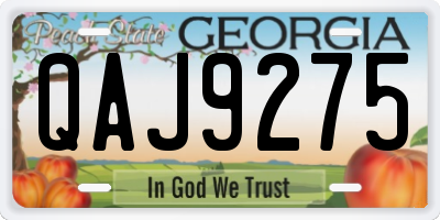 GA license plate QAJ9275