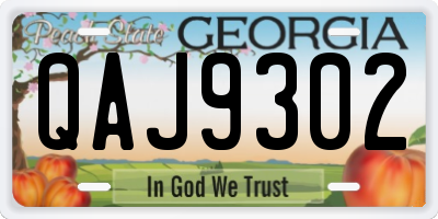 GA license plate QAJ9302
