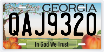 GA license plate QAJ9320