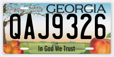 GA license plate QAJ9326