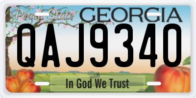 GA license plate QAJ9340