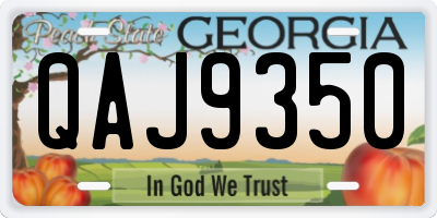 GA license plate QAJ9350