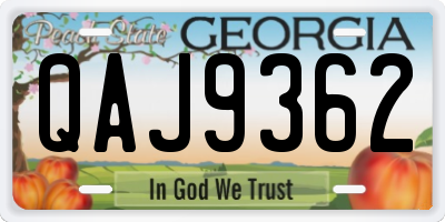 GA license plate QAJ9362