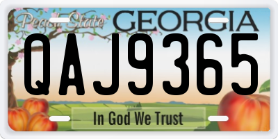 GA license plate QAJ9365