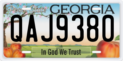 GA license plate QAJ9380