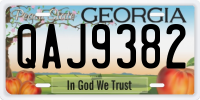 GA license plate QAJ9382
