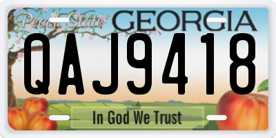 GA license plate QAJ9418