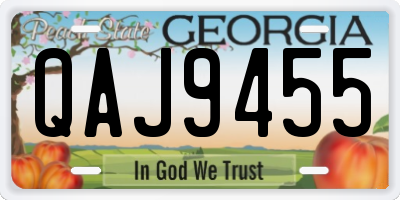 GA license plate QAJ9455