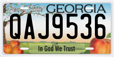 GA license plate QAJ9536