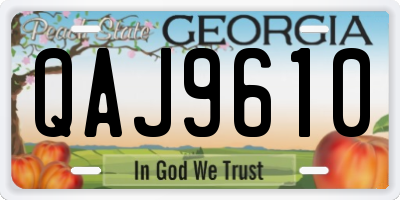 GA license plate QAJ9610
