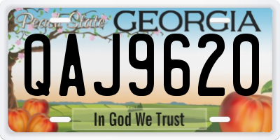 GA license plate QAJ9620