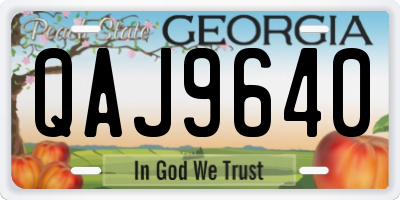 GA license plate QAJ9640