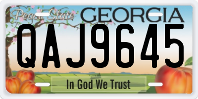 GA license plate QAJ9645