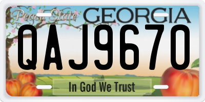 GA license plate QAJ9670