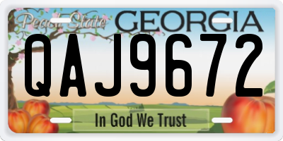 GA license plate QAJ9672
