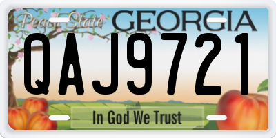 GA license plate QAJ9721