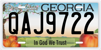 GA license plate QAJ9722
