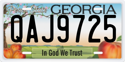 GA license plate QAJ9725