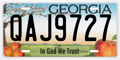 GA license plate QAJ9727