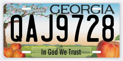 GA license plate QAJ9728
