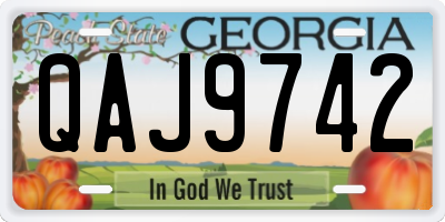 GA license plate QAJ9742