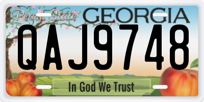 GA license plate QAJ9748