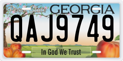 GA license plate QAJ9749