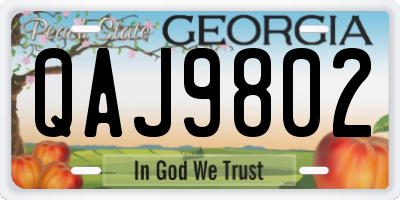 GA license plate QAJ9802