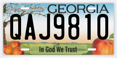GA license plate QAJ9810