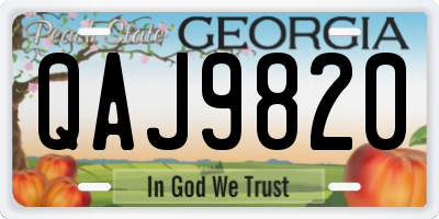 GA license plate QAJ9820