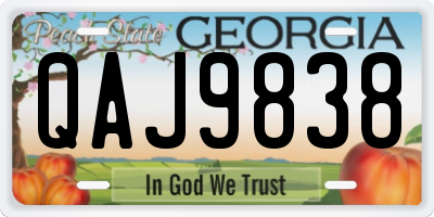 GA license plate QAJ9838