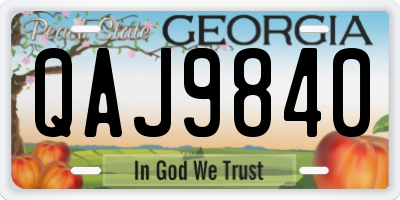 GA license plate QAJ9840