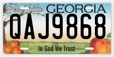 GA license plate QAJ9868