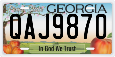 GA license plate QAJ9870