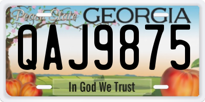 GA license plate QAJ9875