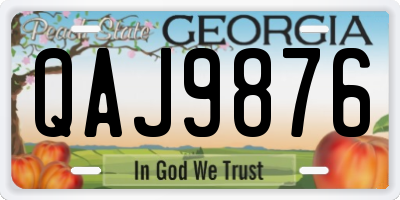 GA license plate QAJ9876