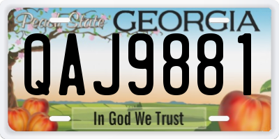 GA license plate QAJ9881