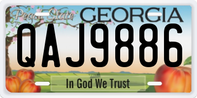 GA license plate QAJ9886