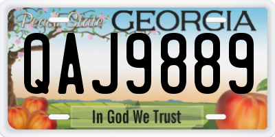 GA license plate QAJ9889