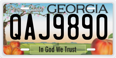 GA license plate QAJ9890
