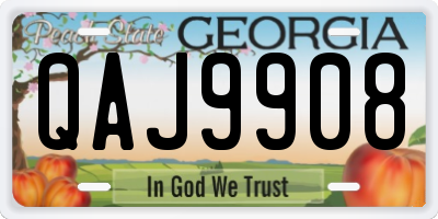 GA license plate QAJ9908